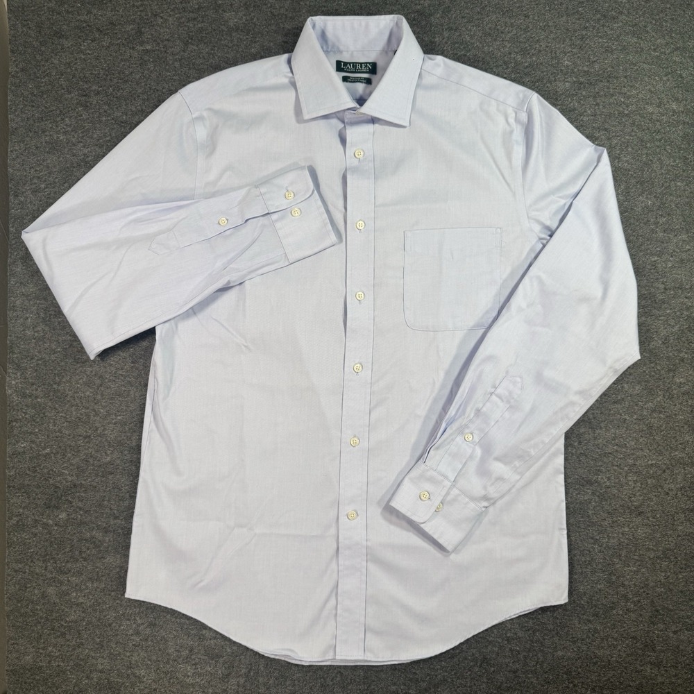 Lauren Ralph Lauren Men Blue Classic Stretch Fabric Dress Shirt Size 15.5 34/35